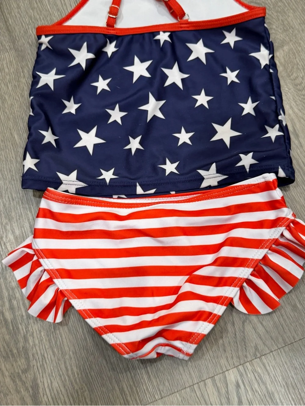 Girl’s Red White & Blue American Flag 120 (4T-5T) Tankini Bathing Suit
